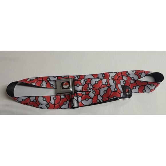 Pokemon Buckle Down Appeal Silver Adjustable Seatbelt Belt Pokeball Design 2016 - Picture 1 of 9